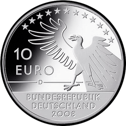 аверс 10 евро 2008 "200 лет со дня рождения Карла Шпицвега"