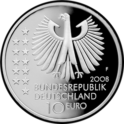 аверс 10€ 2008 "150-річчя - народження Макса Планка"
