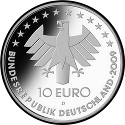 аверс 10 евро 2009 "100 лет Международной экспозиции воздухоплавания"