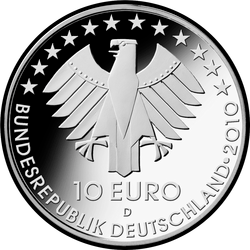 аверс 10 евро 2010 "175-летие немецкой железной дороги"
