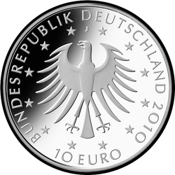 аверс 10 евро 2010 "200 лет со дня рождения Роберта Шумана"