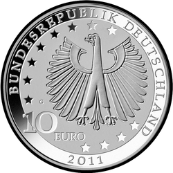 аверс 10 евро 2011 "200 лет со дня рождения Франца Листа"