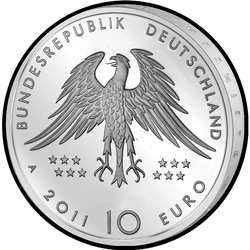аверс 10€ 2011 "150. Jahrestag - Entdeckung des Archaeopteryx (Ag)"
