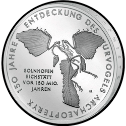 реверс 10€ 2011 "150 ° Aniversario - Descubrimiento del Archaeopteryx (Ag)"