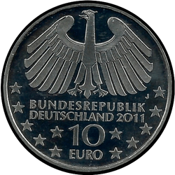аверс 10 евро 2011 "100 лет туннелю в Гамбурге под Эльбой"