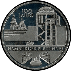 реверс 10€ 2011 "100 ° Anniversario di Hamburger Elbtunnel"