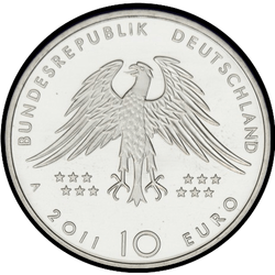 аверс 10€ 2011 "150th Anniversary - Discovery of the Archaeopteryx"