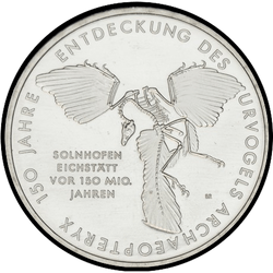 реверс 10€ 2011 "150th Anniversary - Discovery of the Archaeopteryx"