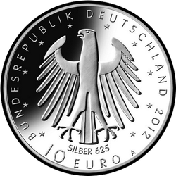 аверс 10 евро 2012 "300 лет со дня рождения Фридриха II (Ag)"