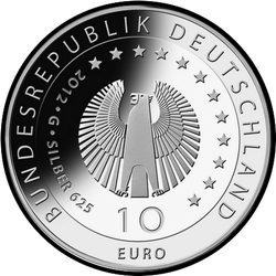 аверс 10€ 2012 "50-річчя німецької мови Welthungerhilfe (Ag)"