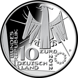 аверс 10 евро 2012 "100 лет немецкой национальной библиотеке"