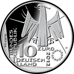 аверс 10€ 2012 "100 років Німецькій національній бібліотеці (Ag)"