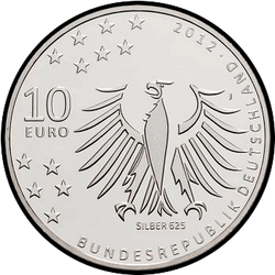 аверс 10€ 2012 "150 Jahre seit der Geburt von Gerhart Hauptmann (Ag)"