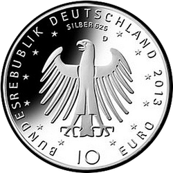 аверс 10€ 2013 "200. Geburtstag - Geburt von Richard Wagner (Ag)"