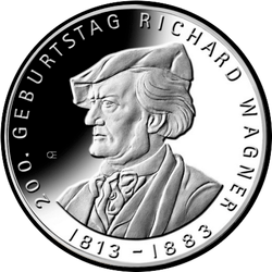 реверс 10€ 2013 "200 aniversario - nacimiento de Richard Wagner (Ag)"