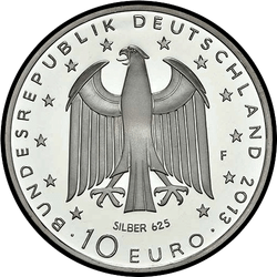 аверс 10€ 2013 "200 Jahre seit der Geburt von Georg Buchner (Ag)"