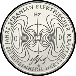 реверс 10 евро 2013 "125 лет работе «О лучах электрической силы» Генрих Герца"