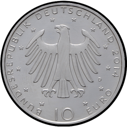 аверс 10 евро 2014 " 150 лет со дня рождения Рихарда Штрауса"