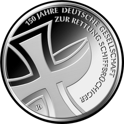 реверс 10€ 2015 "150 years to the German Society for the Rescue of Persons in Distress at Sea (Ag)"