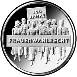 реверс 20 евро 2019 "100 лет женскому избирательному праву"