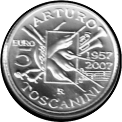 аверс 5€ 2007 "50 ° Anniversario - Morte di Arturo Toscanini"