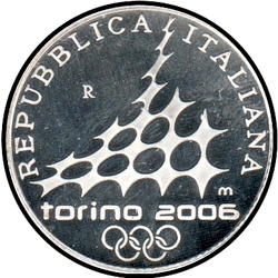 реверс 5€ 2005 "دورة الالعاب الاولمبية الشتوية XX ، تورين 2006 - القفز على الثلج"