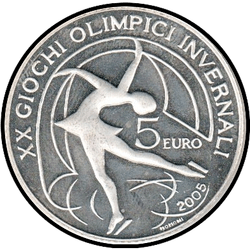 аверс 5 евро 2005 "XX зимние Олимпийские игры, Турин 2006 - фигурное катание"