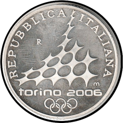 реверс 10€ 2005 "XX冬季オリンピック、トリノ2006  - アルペンスキー"
