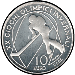 аверс 10€ 2005 "XX Kış Olimpiyatları, Torino 2006 - Buz Hokeyi"