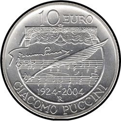 реверс 10€ 2004 "80ème anniversaire de la mort de Giacomo Puccini"