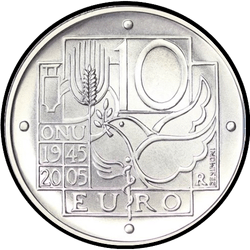 аверс 10€ 2005 "60 ° anniversario - Nazioni Unite"