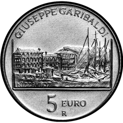аверс 5 евро 2007 "200 лет со дня рождения Джузеппе Гарибальди"