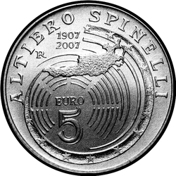 аверс 5 евро 2007 "100 лет со дня рождения Альтьеро Спинелли"