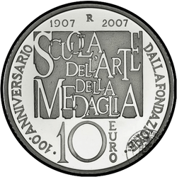 аверс 10 евро 2007 "100-летие Римской школы медального искусства"