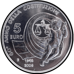 аверс 5€ 2008 "60 ° anniversario - Costituzione"
