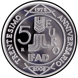 аверс 5€ 2008 "30-річчя - IFAD"