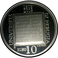 аверс 10 евро 2008 "700-летие - Университет Перуджи"