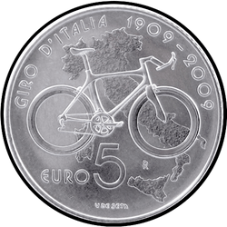 аверс 5€ 2009 "100 aniversario de Giro de Italia"