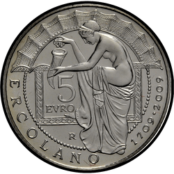 аверс 5€ 2009 "300-jähriges Jubiläum - Entdeckung von Herculaneum"