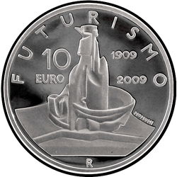 аверс 10€ 2009 "100-річчя - футуризм"