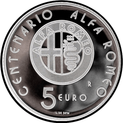 аверс 5€ 2010 "100. Yıldönümü - Alfa Romeo"