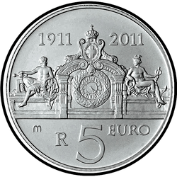 аверс 5€ 2011 "100e anniversaire - Monnaie italienne"