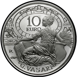 аверс 10€ 2011 "500周年記念 - ジョルジョヴァザーリの誕生"