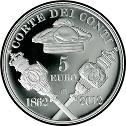 аверс 5 евро 2012 "150-летие - Счетная палата"