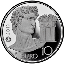 аверс 10€ 2012 "Вядомыя еўрапейцы - Michelangelo"