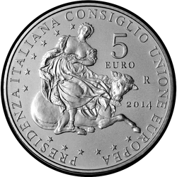 аверс 5€ 2014 "Avrupa Birliği Konseyi Başkanlığı"