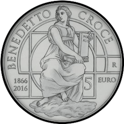 аверс 5€ 2016 "150周年記念それはベネデットクローチェの誕生"