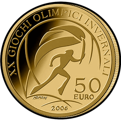 аверс 50 евро 2006 "XX. Олимпийские зимние игры 2006 года в Турине - эстафета"