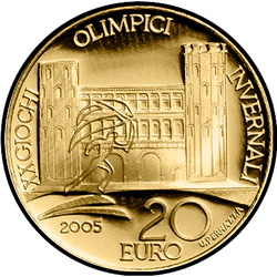 аверс 20€. 2005 "XX. Torino Kış Olimpiyat Oyunları - Porte Palatine"