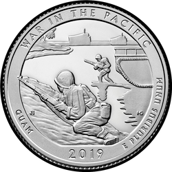 реверс 25¢ (quarter) 2019 "الحرب في الحديقة الوطنية التاريخية المحيط الهادئ"
